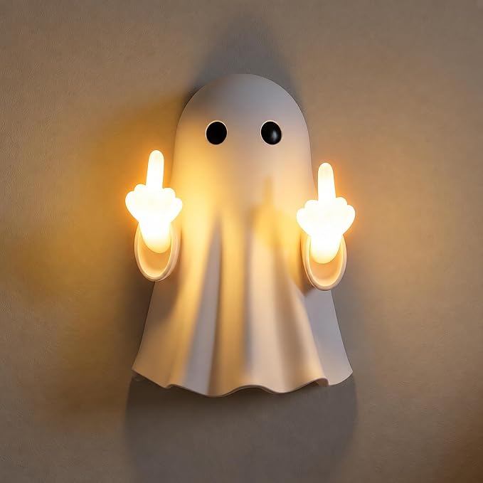 Halloween Ghost Middle Finger Glow Night Light